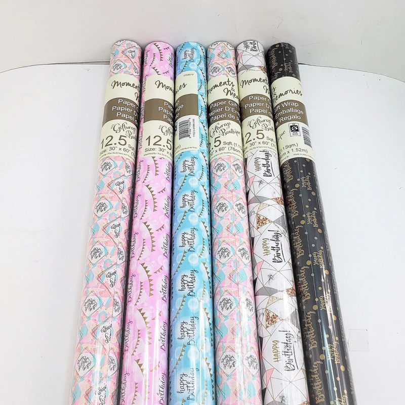 WRAP ROLL PAPER Birthday Asst 12.50sqft