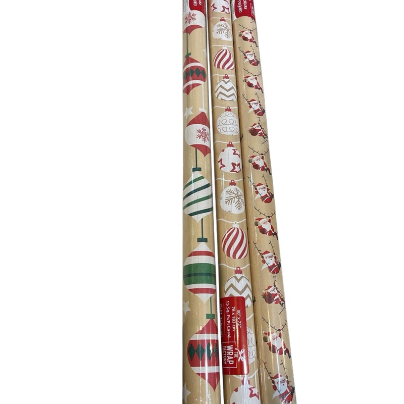 Xmas Kraft Paper Printed Single Roll