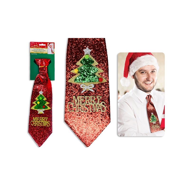 Xmas Merry Christmas Confetti Glitter Necktie