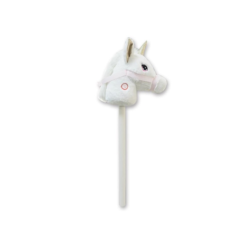 Unicorn Plush Hobby Horse w/Sound, White