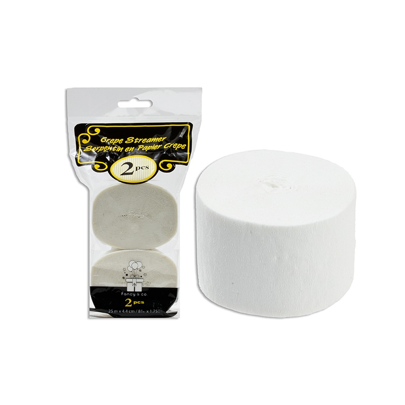 White Crepe Streamers 81' x 1.75" each ( 25m ) 2pc