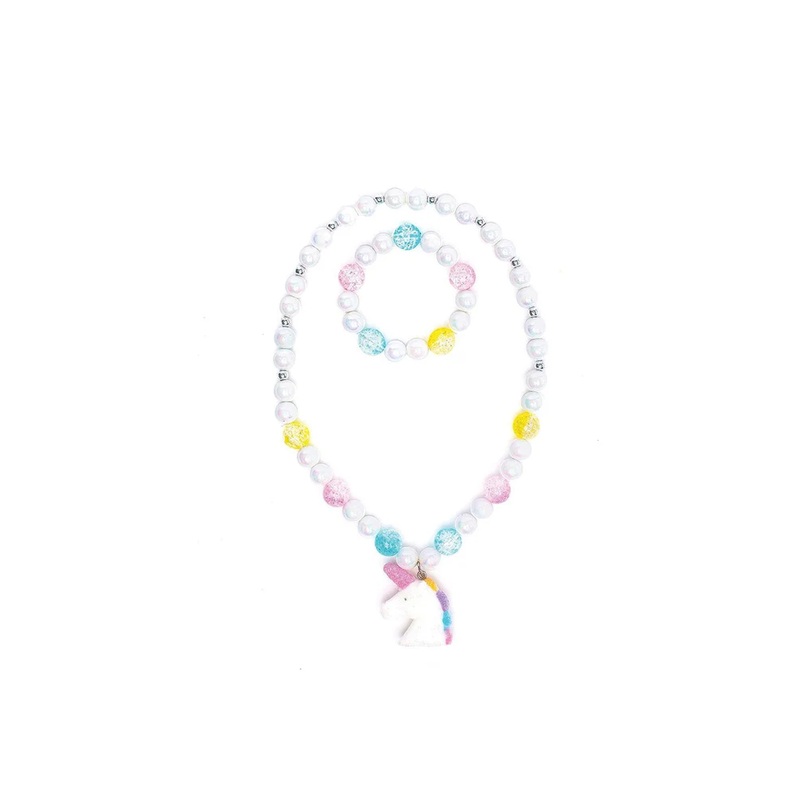 White Unicorn Necklace & Bracelet Set
