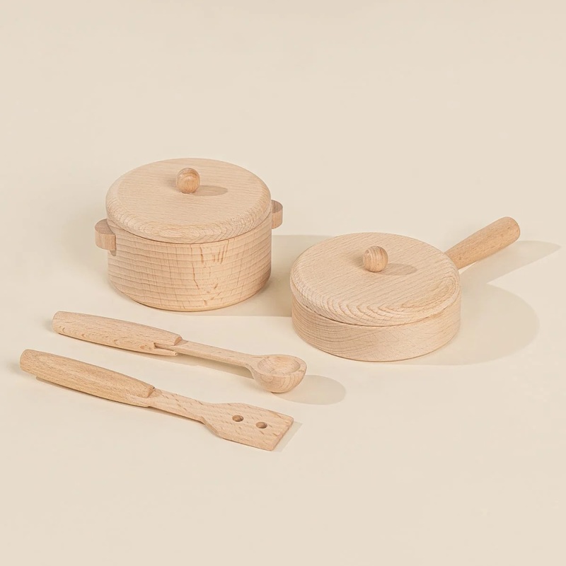 Wooden Pots and Pans Playset (6 Pcs)