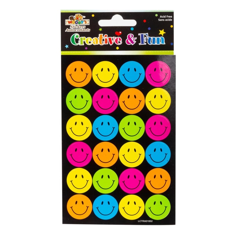 Woody's, 4 x 6 4-Pc Stickers, Smiley Face