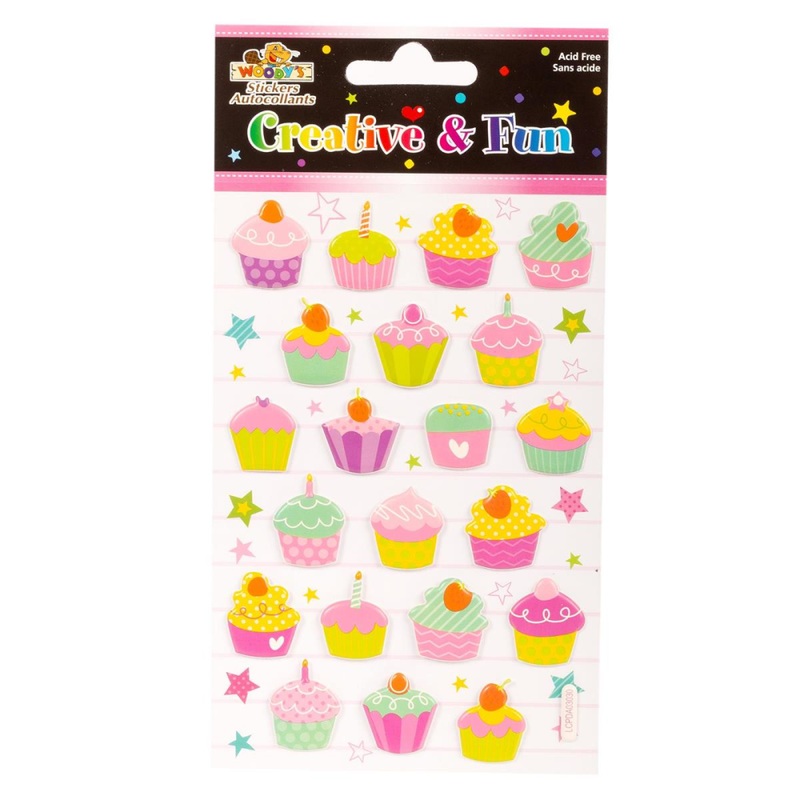 Woody's, 4 x 6 Pop Up Stickers, Cup Cakes
