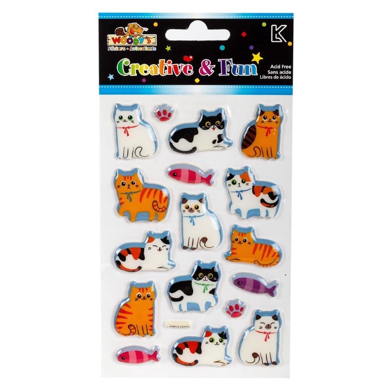 Woody's Puffy stickers, 4" x 6" , Cat