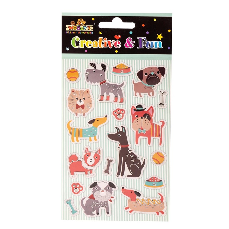 Woody's Stickers, 4" x 6" Puppies, Embossed Foil