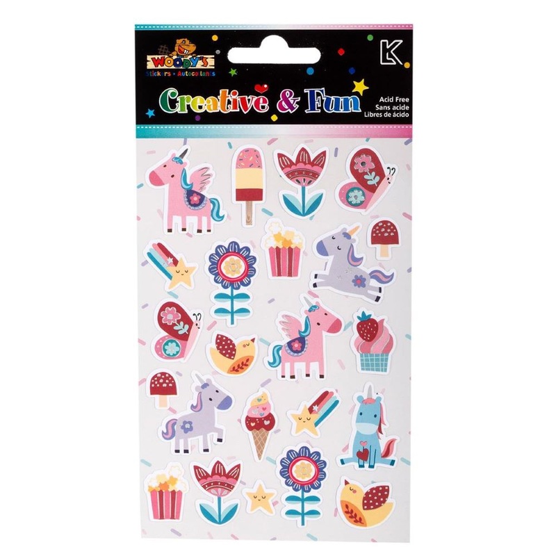 Woody's Stickers, 4" x 6" Unicorns