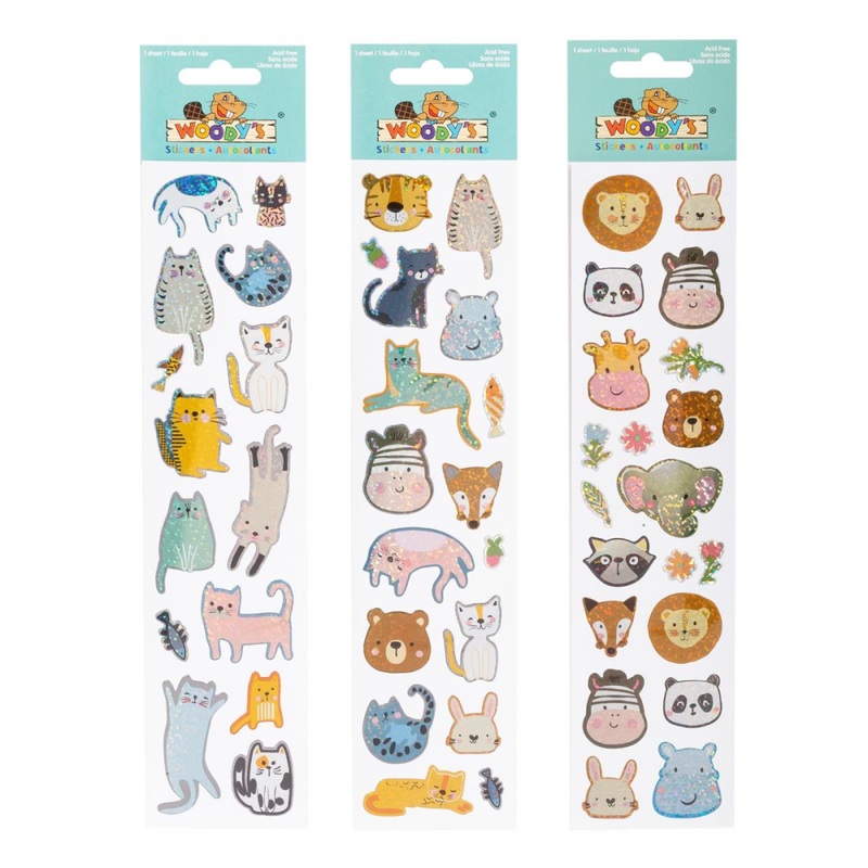 Woody's Stickers, Comfy Animals, 3 styles