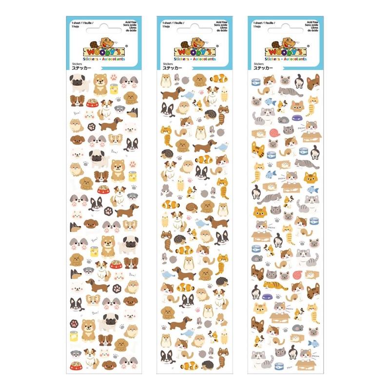 Woody's Stickers, Cute Pups, 3 styles