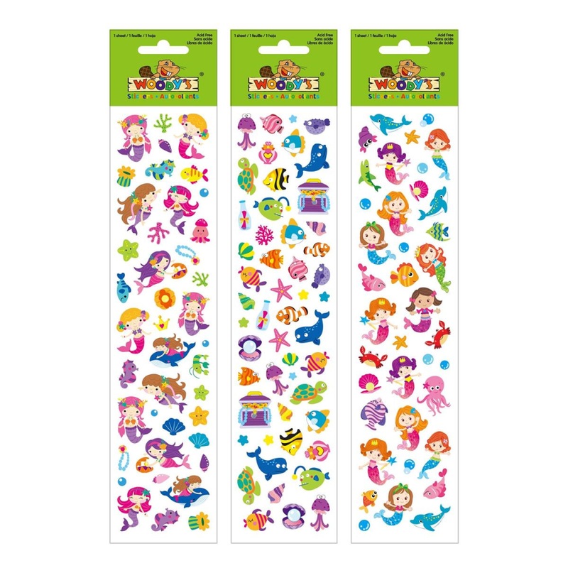 Woody's Stickers, Mermaids, holographic finish, 3 styles