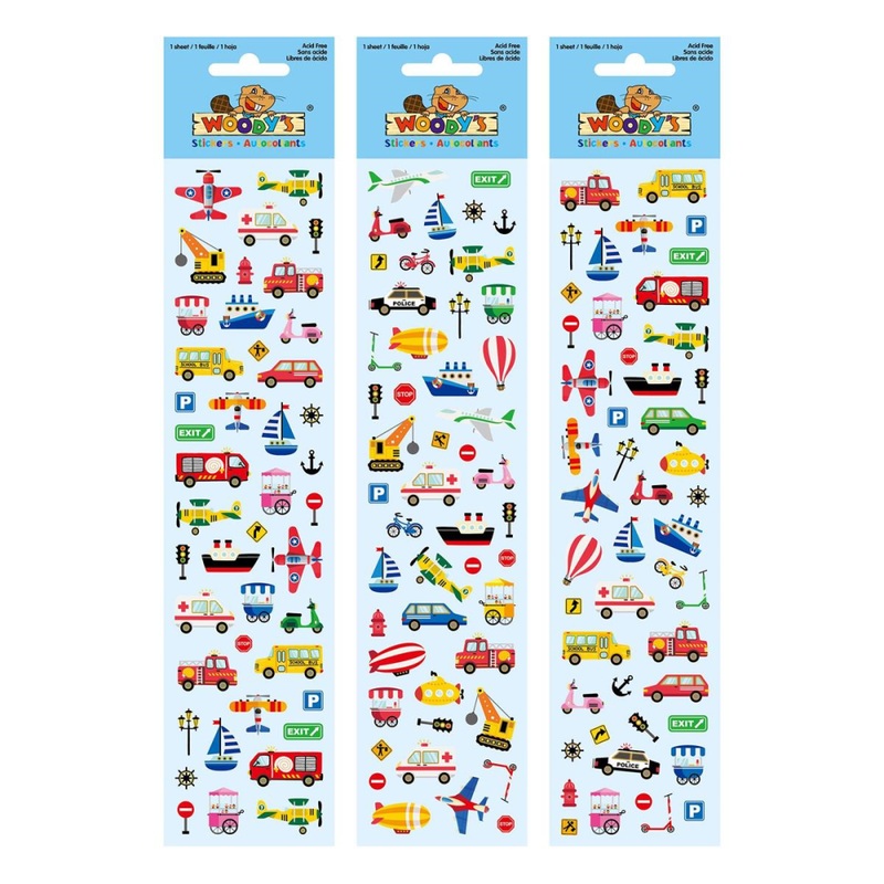 Woody's Stickers, Transportation, holographic finish, 3 styles