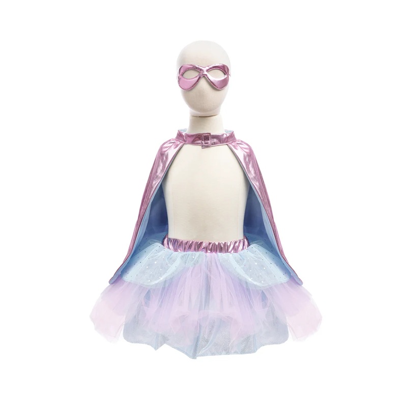 Super-duper Tutu, Cape & Mask (Metallic Pink/Light Blue)