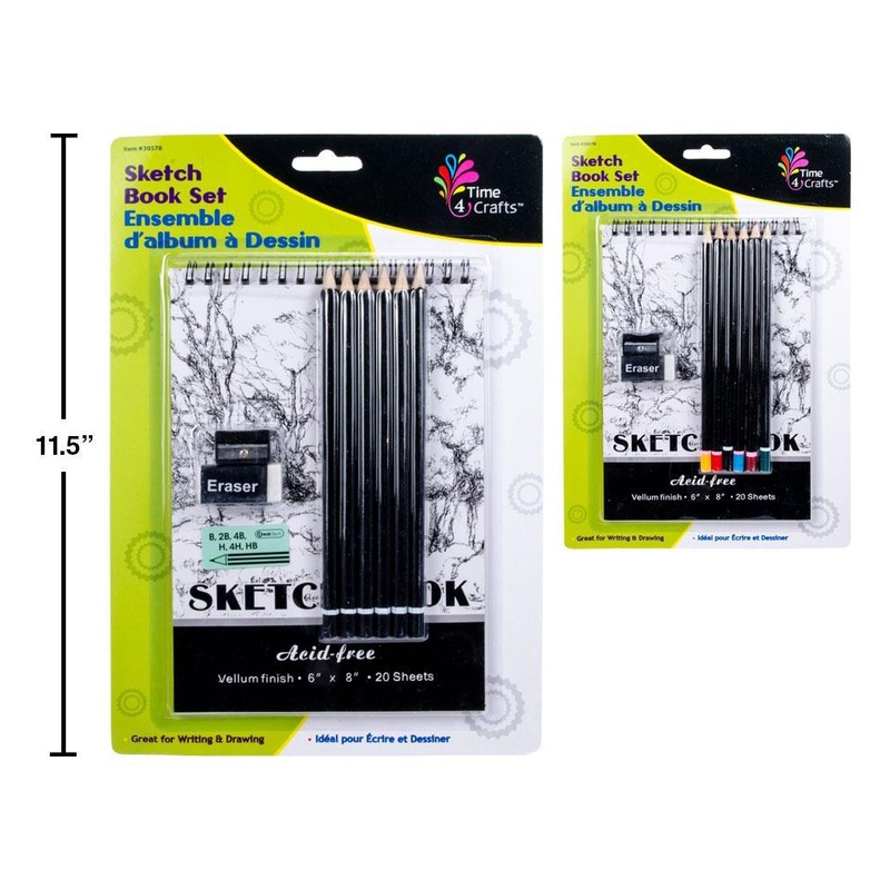 Time 4 Crafts A5 Sketch Book Set Eraser/Pencil/Sharpener