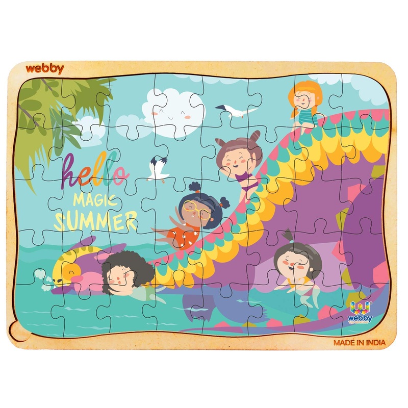 Webby Summer Beach Wooden Floor Puzzle, 40 Pcs