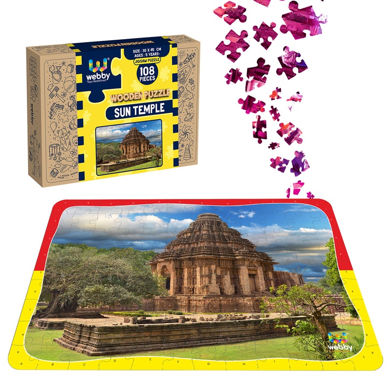 Webby Sun Temple Wooden Jigsaw Puzzle, 108 Pieces