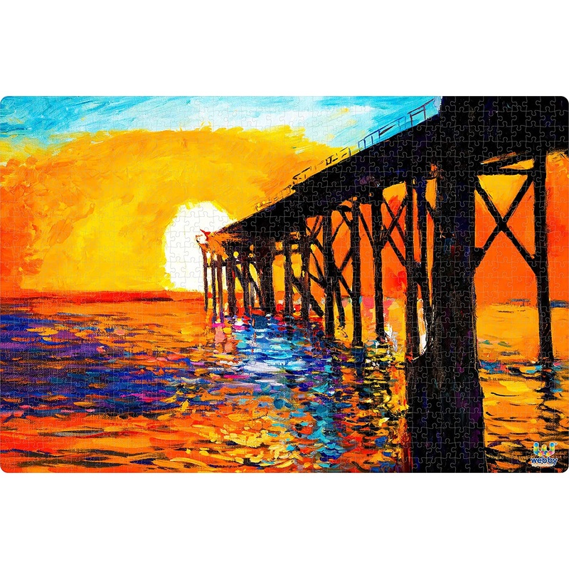 Webby Sunset Over The Bridge Wooden Jigsaw Puzzle, 1000 Pieces