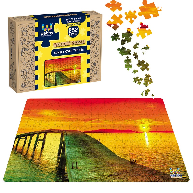 Webby Sunset Over the Sea Wooden Jigsaw Puzzle, 252 pieces