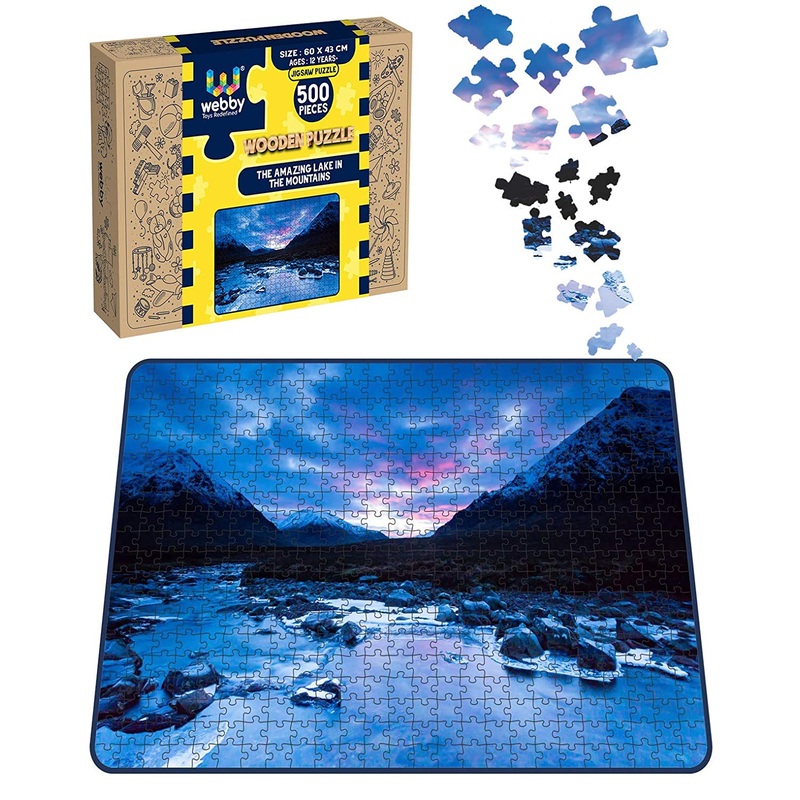 Webby The Amazing Lake in the Mountains Wooden Jigsaw Puzzle, 500 pieces