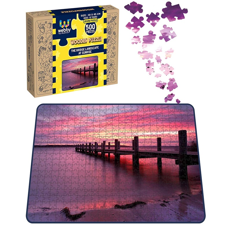 Webby The Bridge Landscape at Sunrise Wooden Jigsaw Puzzle, 500 pieces