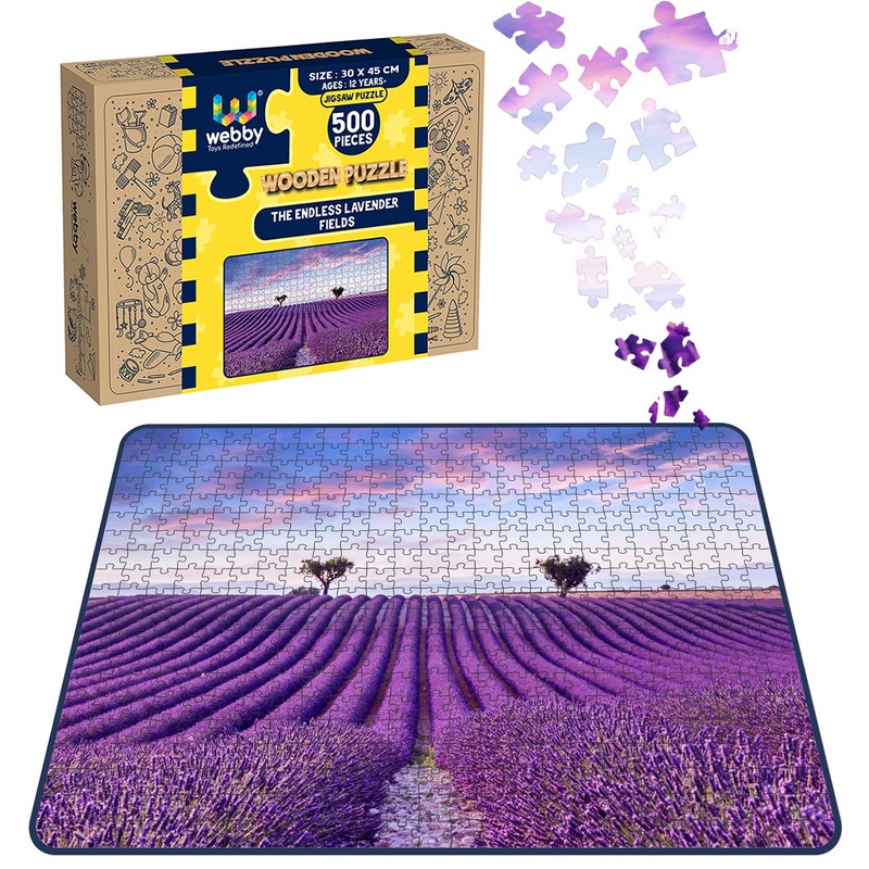 Webby The Endless Lavender Fields Wooden Jigsaw Puzzle, 500 pieces