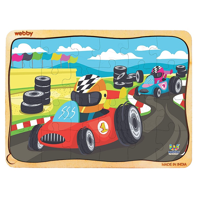 Webby The Go Kart Racing Wooden Jigsaw Puzzle, 24Pcs, Multicolor