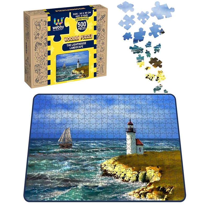 Webby The Lighthouse Landscape Wooden Jigsaw Puzzle, 500 pieces