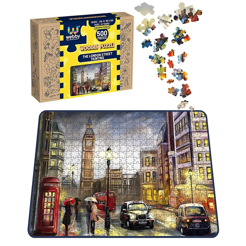 Webby The London Street Painting Wooden Jigsaw Puzzle, 500 pieces