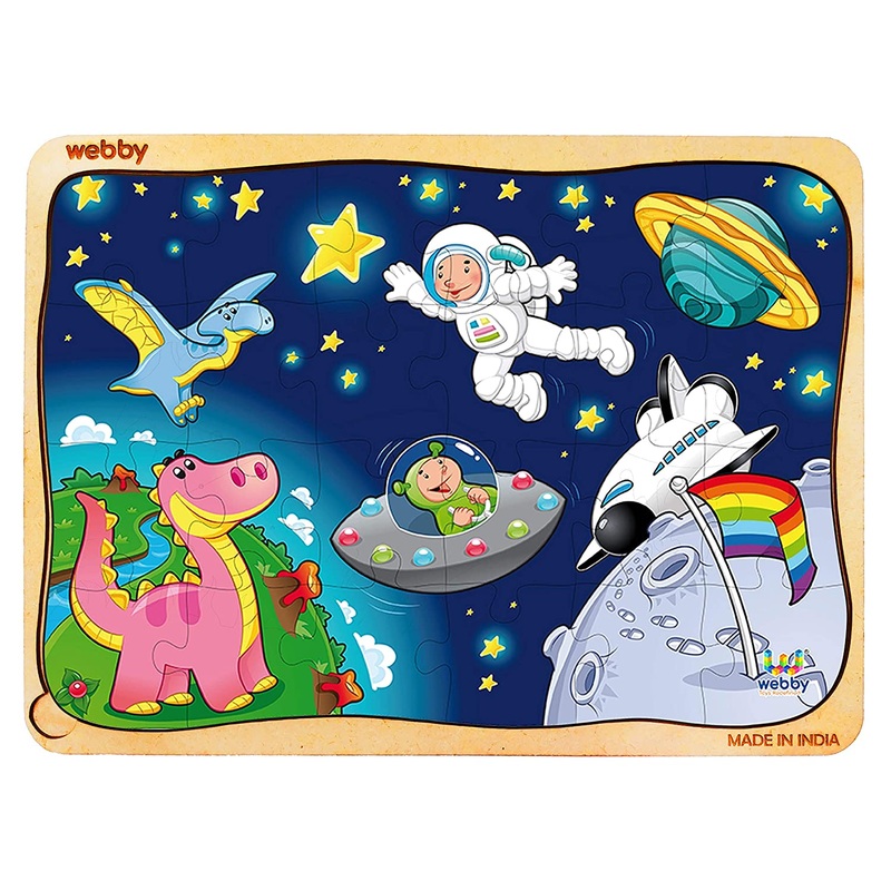 Webby The Man in Space Wooden Jigsaw Puzzle, 24pcs, Multicolor