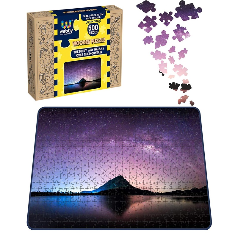 Webby The Milky Way Galaxy over the Mountain Wooden Jigsaw Puzzle, 500 pieces