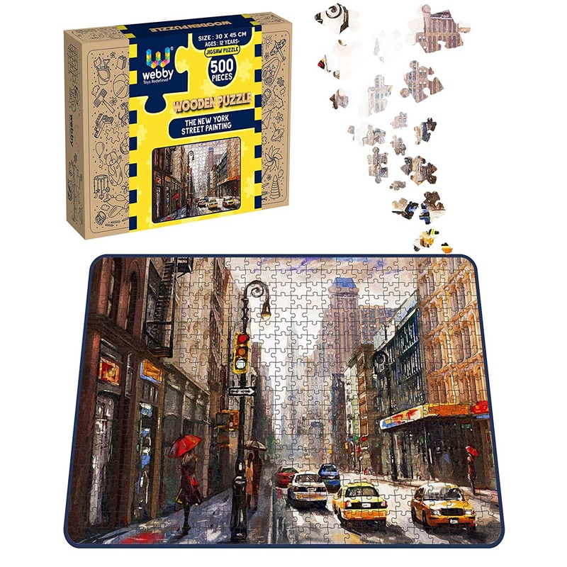 Webby The New York Street Painting Wooden Jigsaw Puzzle, 500 pieces