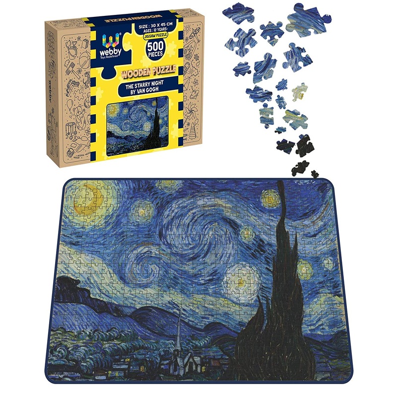 Webby The Starry Night by Van Gogh Wooden Jigsaw Puzzle, 500 pieces