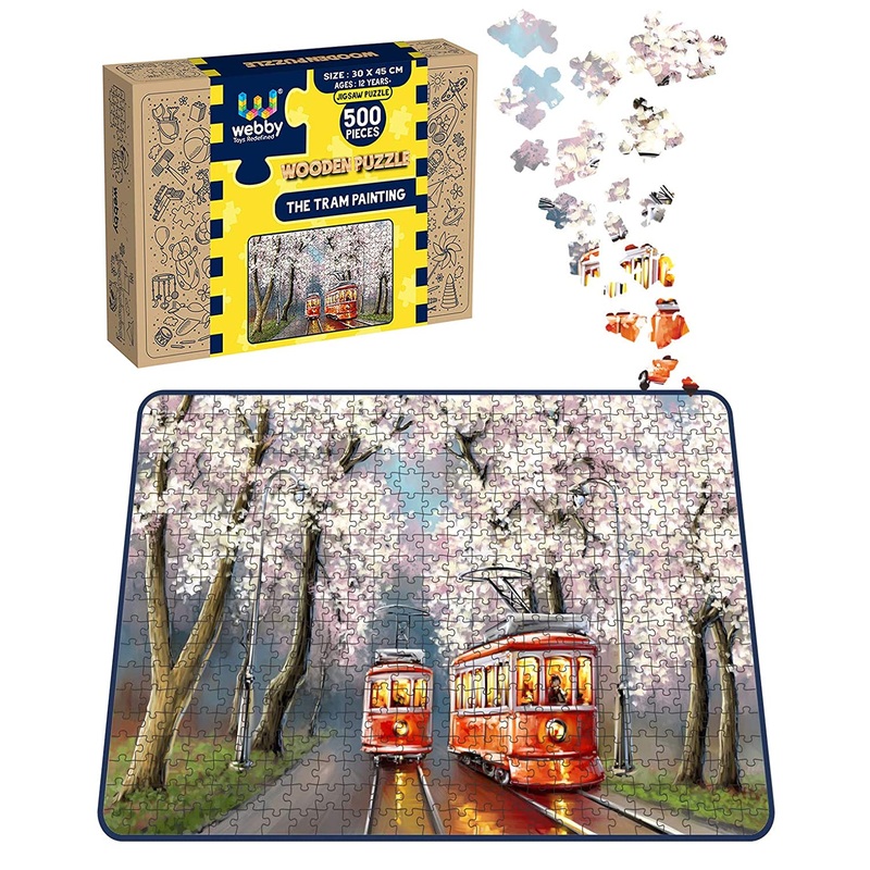Webby The Tram Painting Wooden Jigsaw Puzzle, 500 pieces