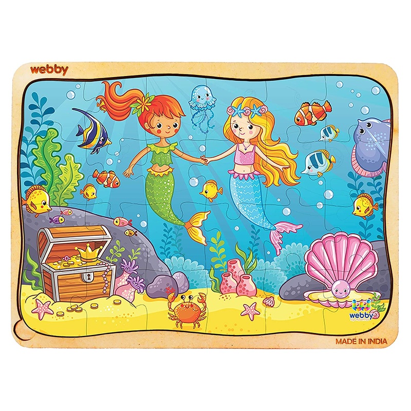 Webby The Two Little Mermaids Wooden Jigsaw Puzzle, 24pcs, Multicolor