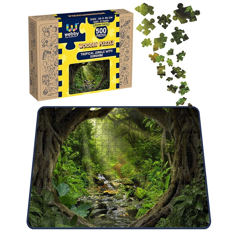 Webby Tropical Jungle with Sunshine Wooden Jigsaw Puzzle, 500 pieces