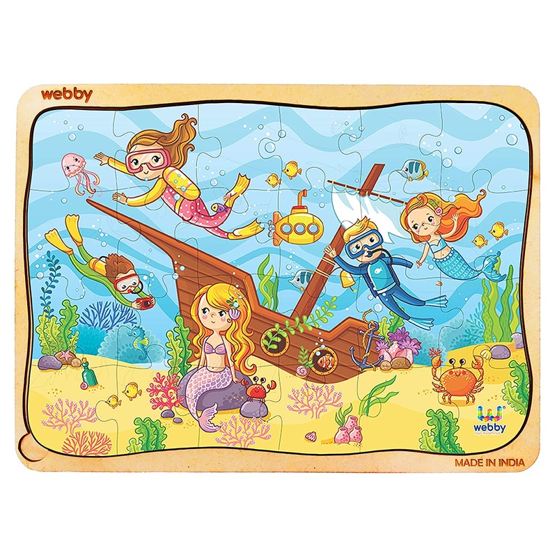 Webby Underwater Treasure Wooden Jigsaw Puzzle, 24pcs, Multicolor