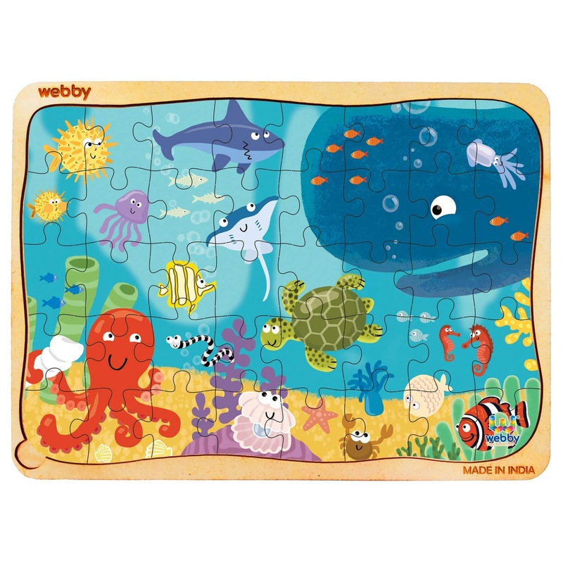 Webby Underwater Wooden Floor Puzzle, 40 Pcs
