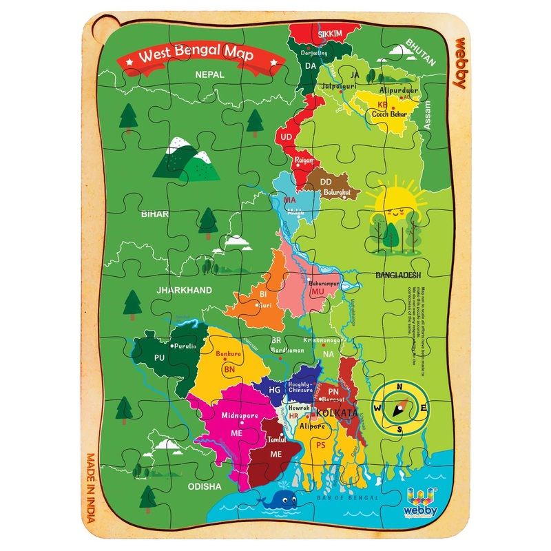 Webby West Bengal Map Wooden Floor Puzzle, 40 Pcs
