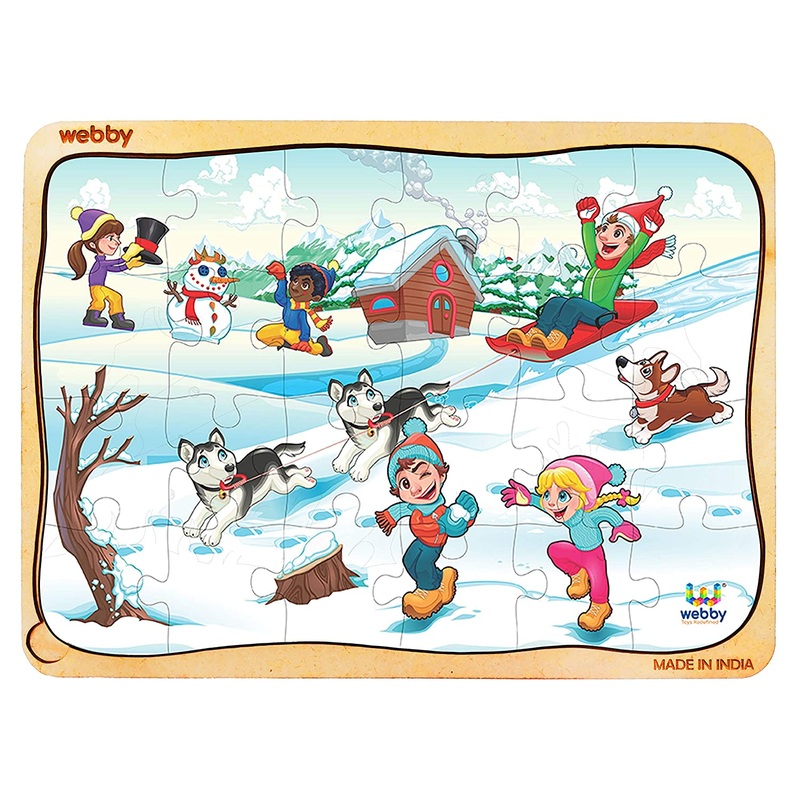 Webby Winter Scene Wooden Jigsaw Puzzle, 24pcs - Multicolor