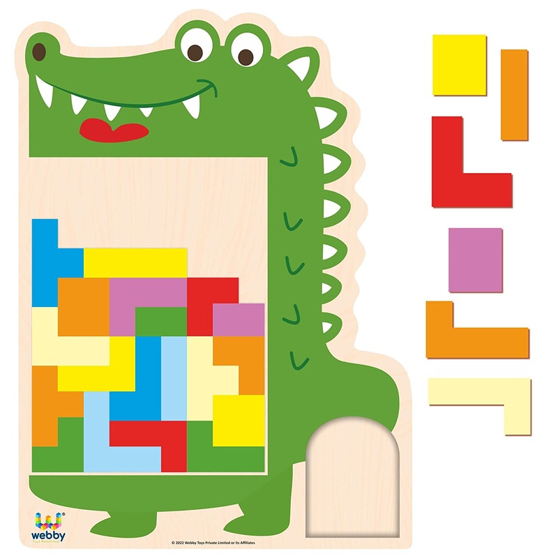 Webby Wooden Alligator Tetris Brain Teaser Puzzle
