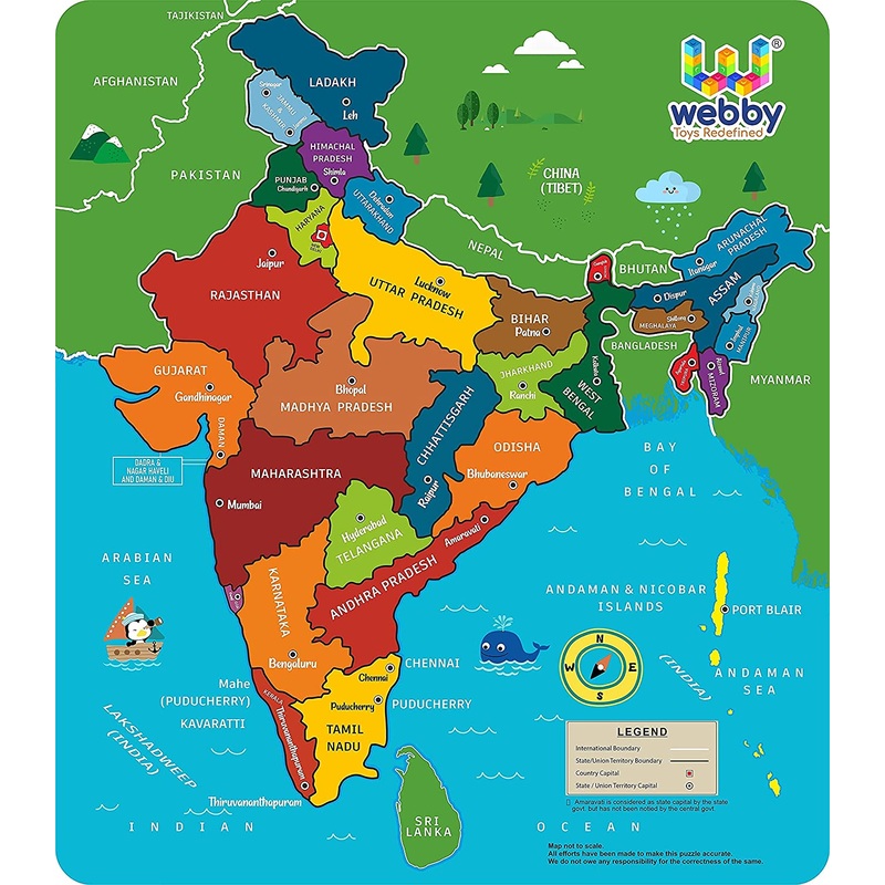 Webby Wooden Educational Learning India Map 3D Puzzle