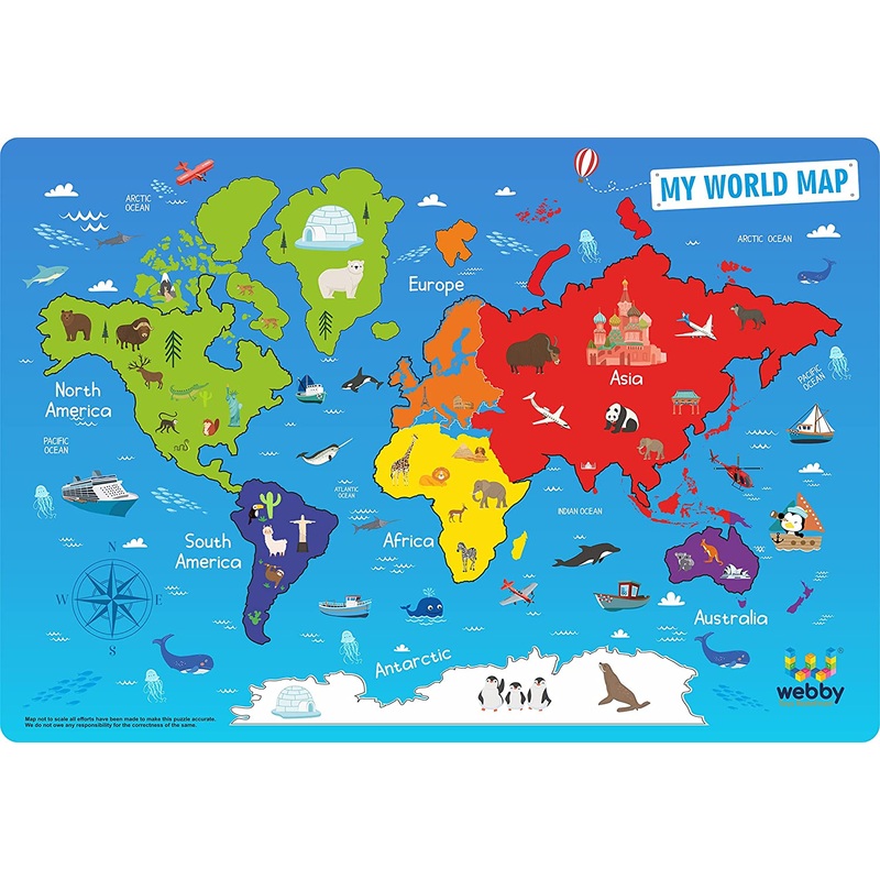 Webby Wooden Educational World Continent Map Puzzle