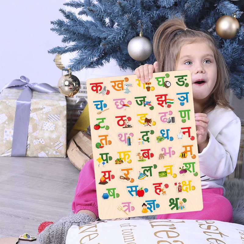 Webby Wooden Hindi Varnamala Alphabets (Hindi)