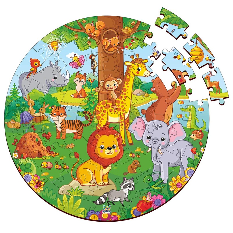 Webby Wooden Jigsaw Puzzles for Kids, 60 Pcs