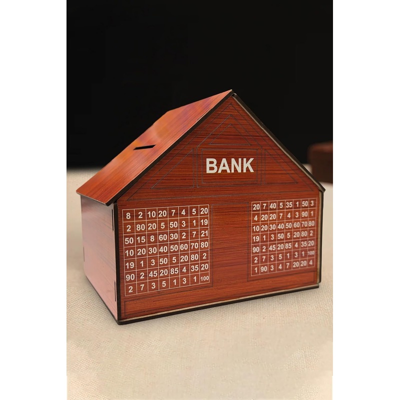 Webby Wooden Money Bank with Number Grid
