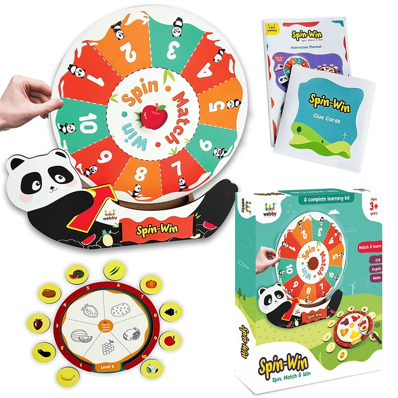 Webby Wooden Spin Win - Spin, Match & Win Educational Game