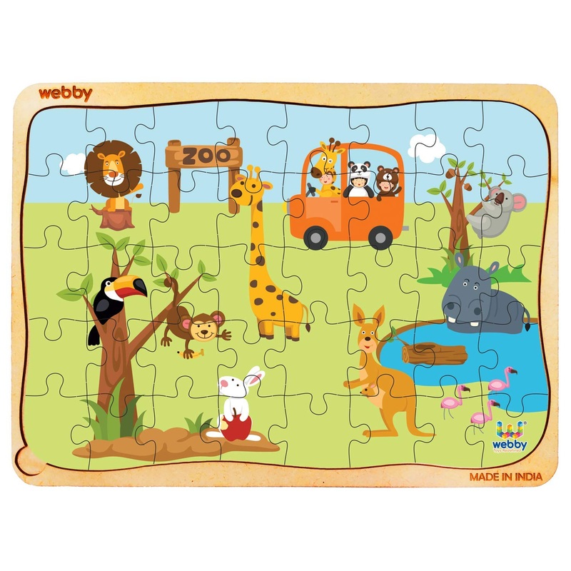 Webby Zoo Wooden Floor Puzzle, 40 Pcs