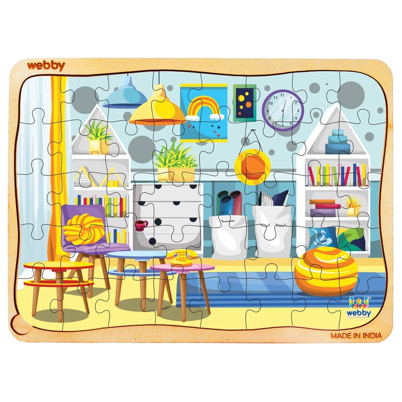 Webby Kids Room Wooden Floor Puzzle, 40 Pcs