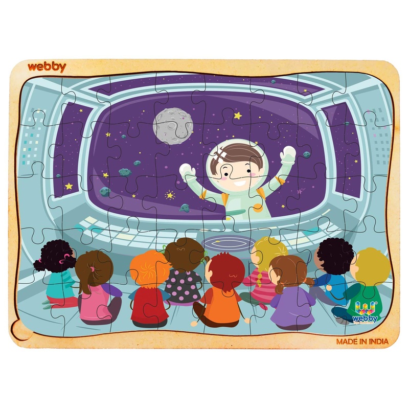 Webby Kids Space Ship Observing Wooden Floor Puzzle, 40 Pcs