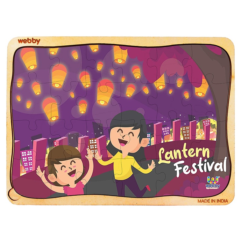 Webby Lantern Festival Wooden Jigsaw Puzzle, 24pcs, Multicolor